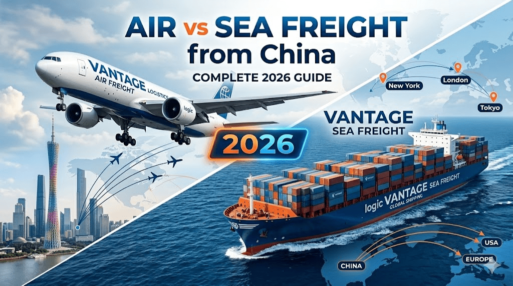 Air vs sea freight from China 2026 VANTAGE cargo plane and ship comparison