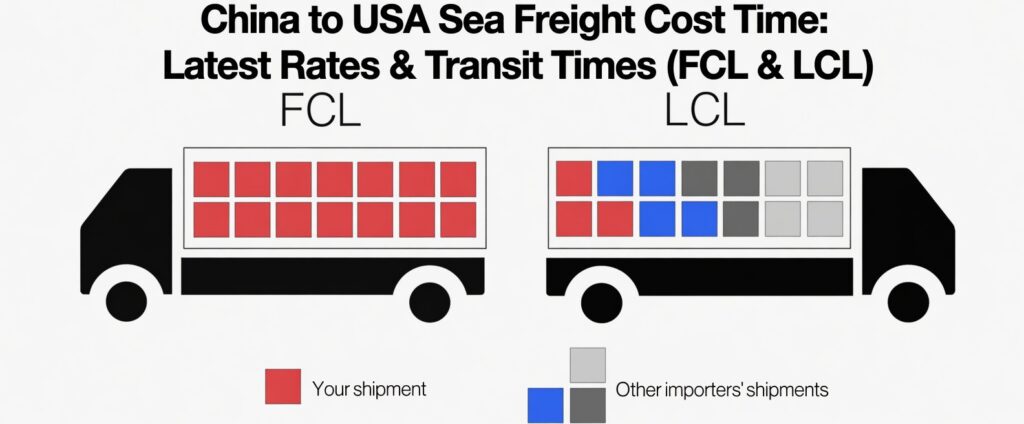 China nach USA Seefracht Kosten Zeit Neueste Preise Transitzeiten FCL LCL