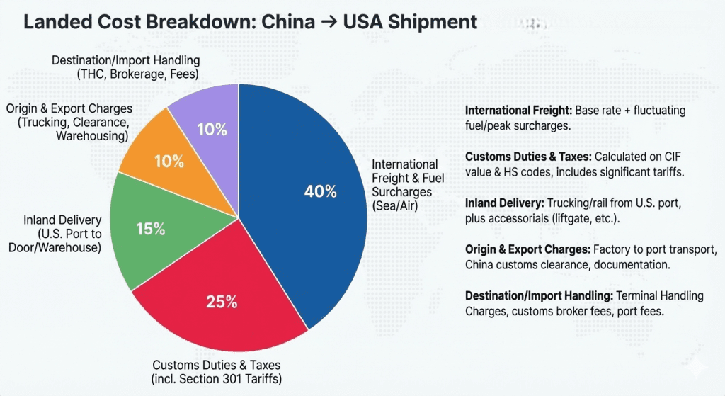 Total landed cost calculation for China freight 2026
