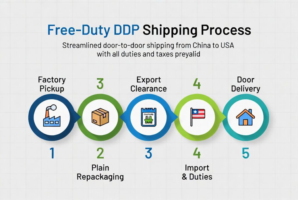 从中国到美国的仿制品免关税 DDP 运输流程