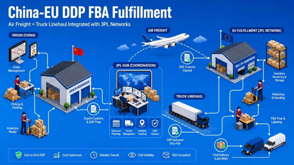 Chine – UE : logistique DDP et FBA – Intégration de la logistique aux réseaux 3PL