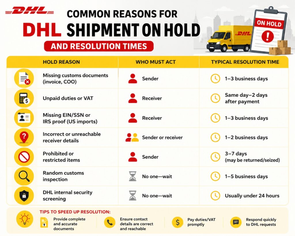  common reasons for dhl shipment on hold and resolution times