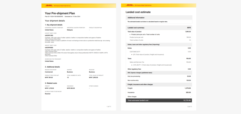 copy of estimated duties and taxes record 1