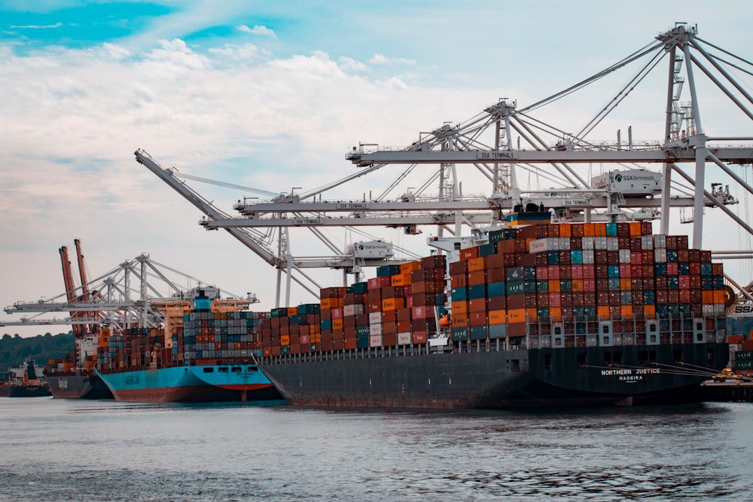 Shipping container being loaded with boxes of goods