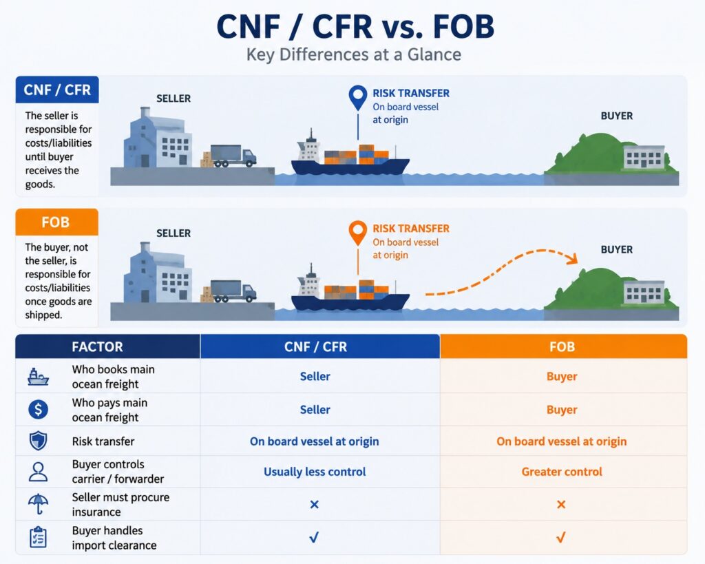 CNF CFR vs FOB Who Controls the Ocean Freight