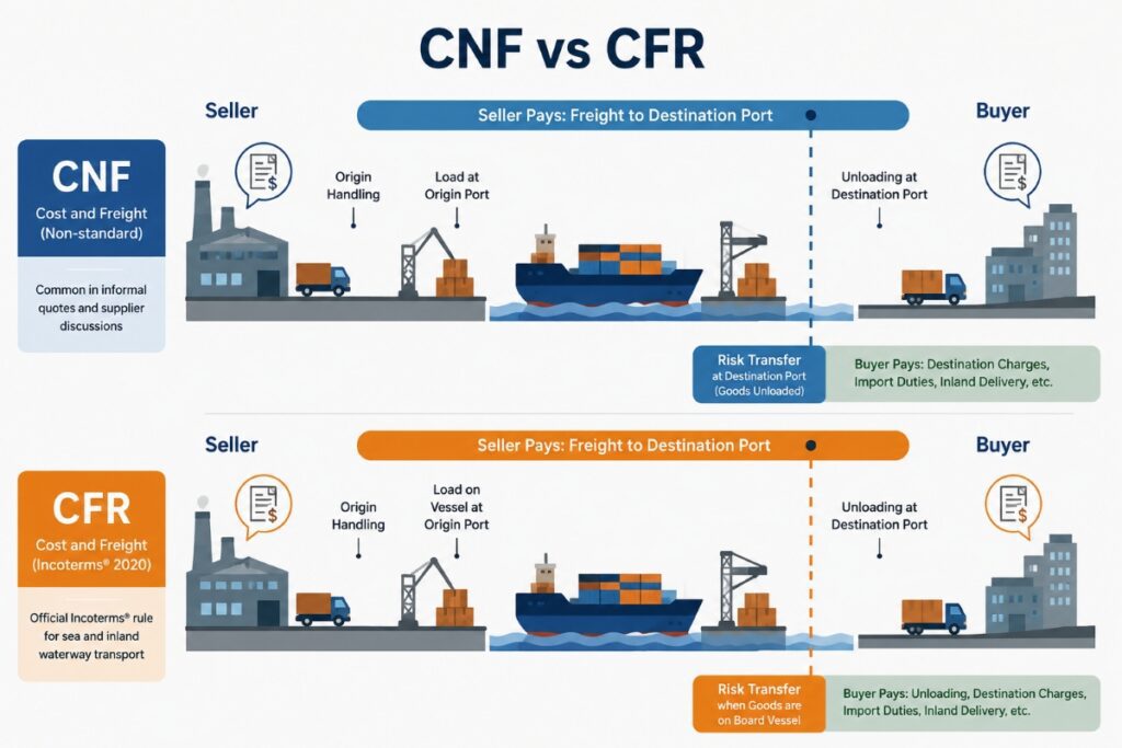 CNF vs CFR Rotterdam Incoterms 2020