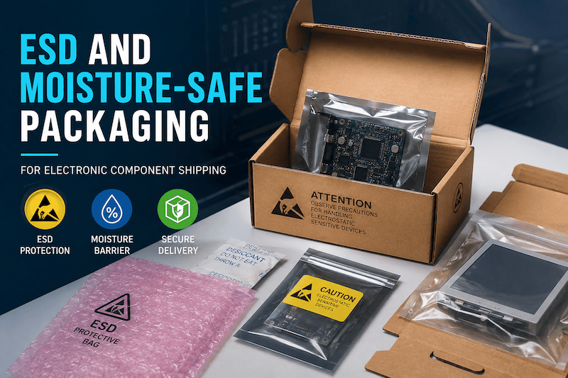 ESD- und feuchtigkeitsgeschützte Verpackungen für den Versand elektronischer Bauteile