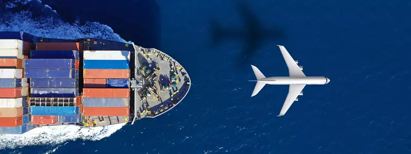 Air vs Sea Freight from China 2026 - VANTAGE cargo plane and ship comparison