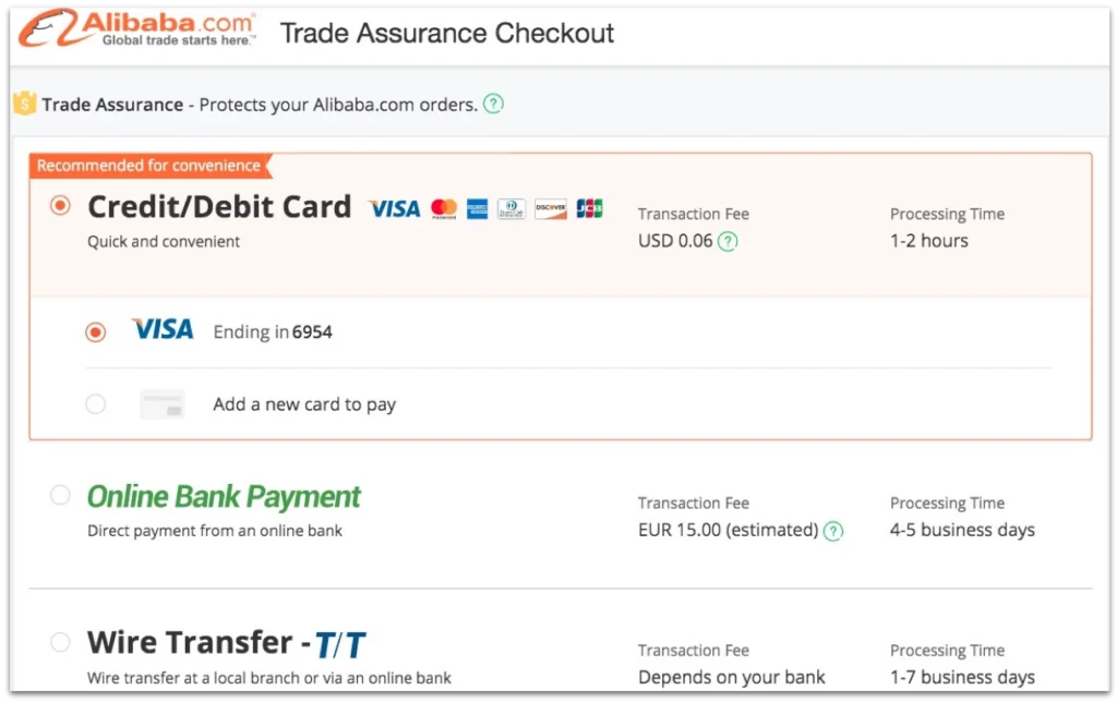 pay through Alibaba